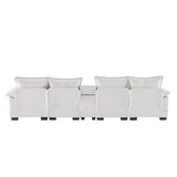 U Shaped Sectional Sofa With Console And Cupholders White - Furniture Home Direct