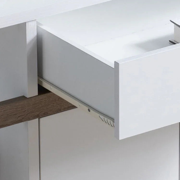 Modernize Kitchen Buffet Organizing Cabinet With 4 Shelves - White / Dark Taupe - Furniture Home Direct