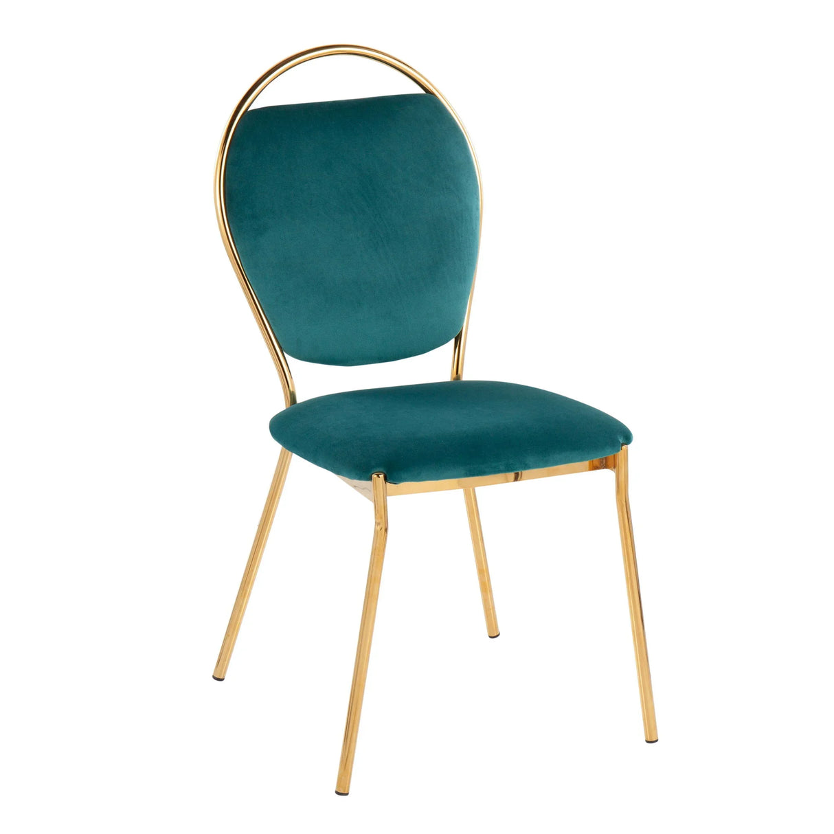 Keyhole - Contemporay / Glam Dining Chair (Set of 2) - Gold / Green - Furniture Home Direct
