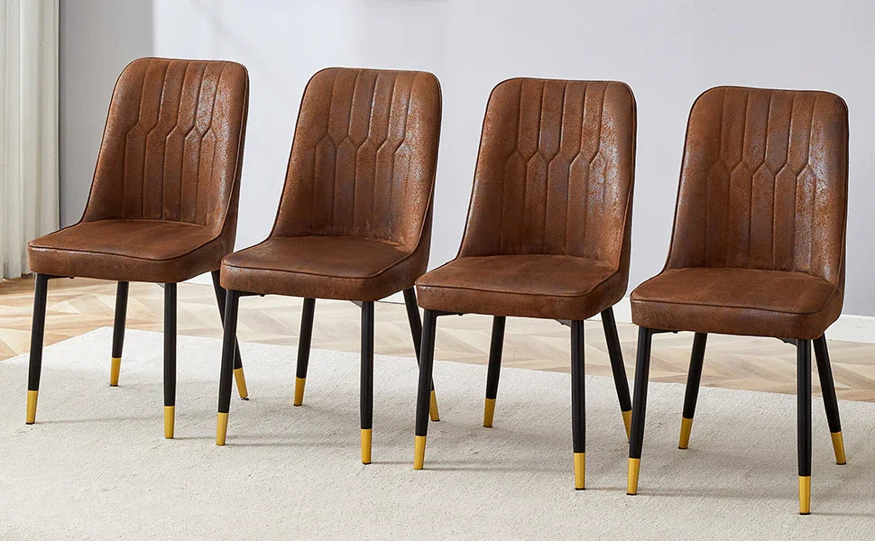 Dining Chair Set Velvet Midcentury Four Pack Brown - Furniture Home Direct