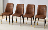 Dining Chair Set Velvet Midcentury Four Pack Brown - Furniture Home Direct