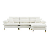 L Shaped Sofa Cloud Chenille Fabric Removable Ottoman White - Furniture Home Direct