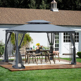 Patio Gazebo Tent With Ventilated Double Roof And Mosquito Net - Furniture Home Direct