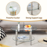 Coffee Table Two Tier Glass Top Polished Metal Legs Silver - Furniture Home Direct