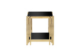 Side Table Polished Black Glass Top Gold Frame Gold - Furniture Home Direct