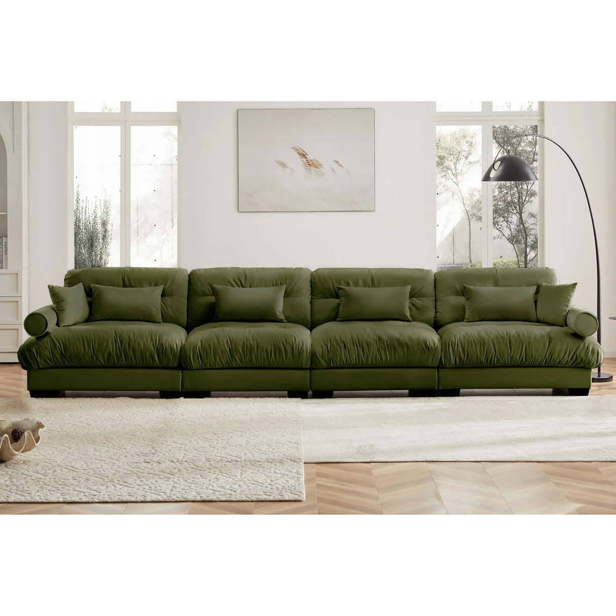 Super Comfort Oversized Modular Velvet Sectional Sofa, Deep Seat Convertible L Shaped Couch - Furniture Home Direct