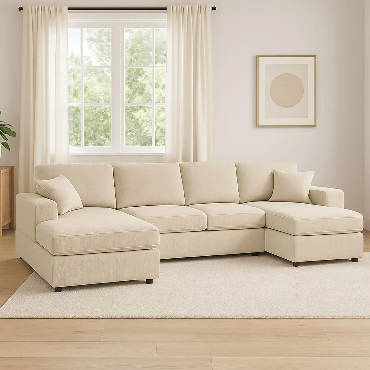 3 Piece Corduroy Double Chaise Sectional Sofa - Furniture Home Direct