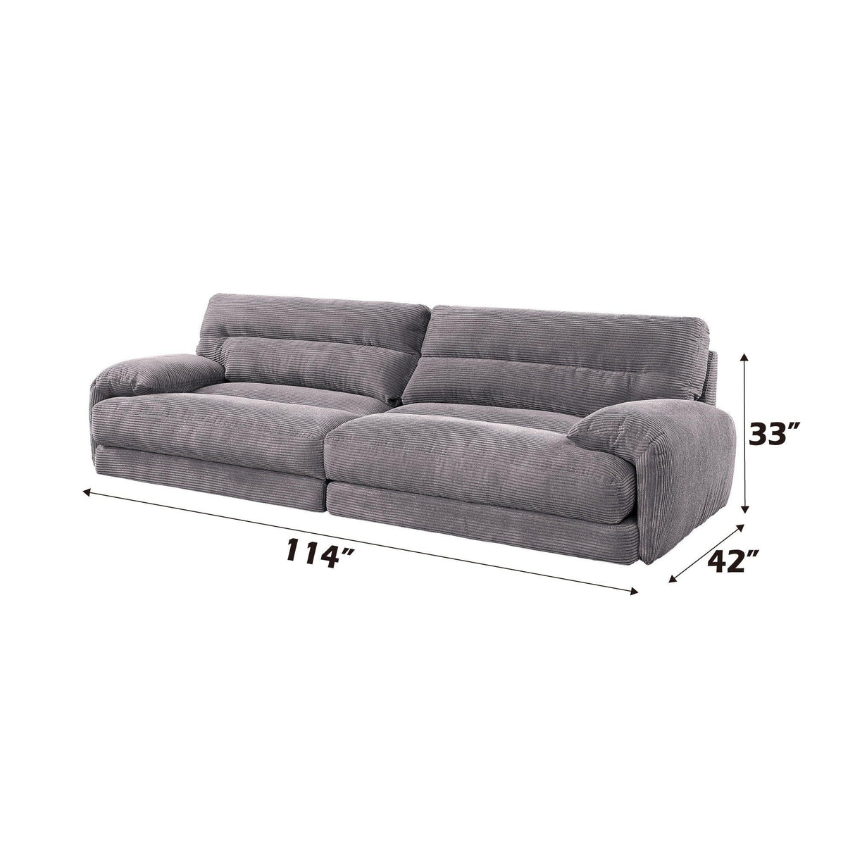 Cadenza - Corduroy 2 Piece Living Room Set - Gray - Furniture Home Direct