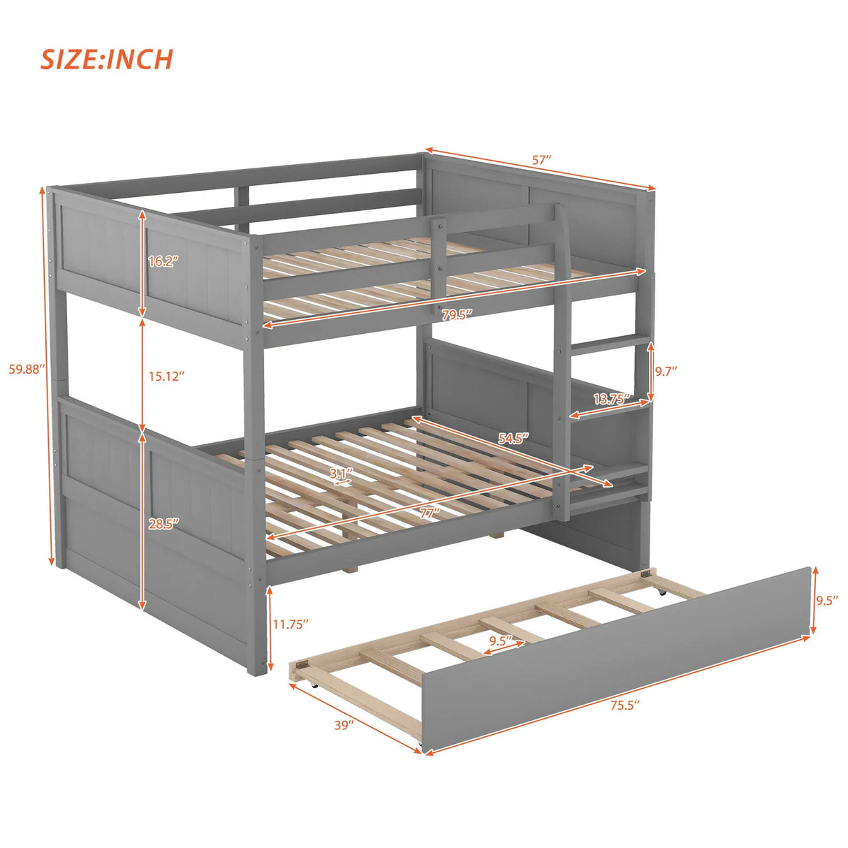 Bunk Bed With Twin Size Trundle - Furniture Home Direct