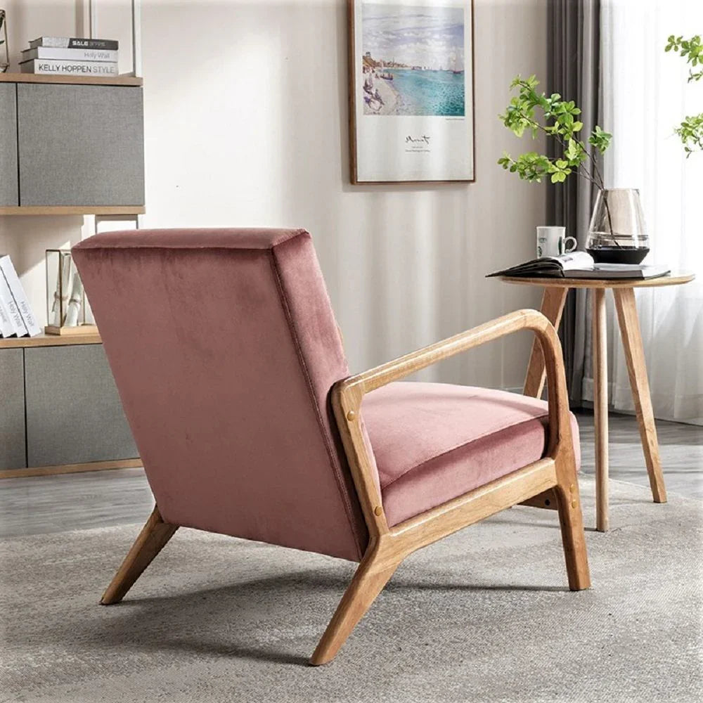 Classic Mid-Century Modern Accent Chairs, Open Framed Armchair With Cushioning - Furniture Home Direct