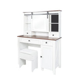 Farmhouse Makeup Vanity with Mirror and Lights - Furniture Home Direct
