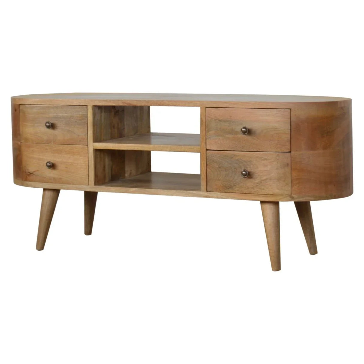 Rounded Entertainment Unit - Oak - Furniture Home Direct