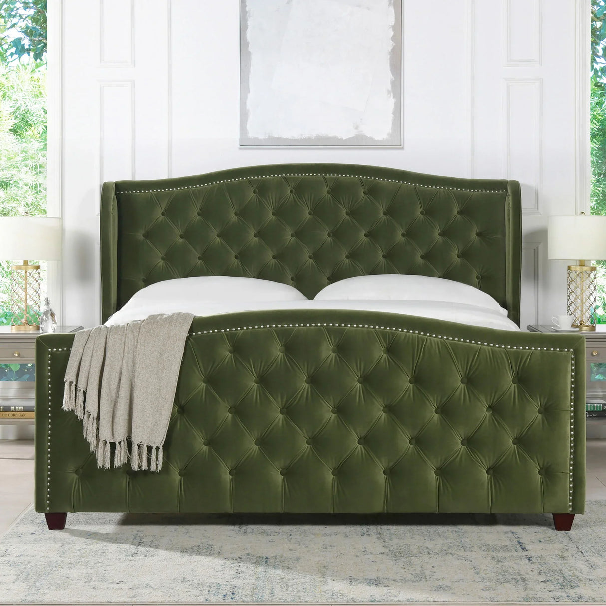 Marcella - Upholstered Shelter Headboard Bed Set - Furniture Home Direct