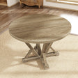 Modern Farmhouse Round Dining Table Solid Wood Rubberwood Antique Finishing Rustic Look Distressed Look Wire Brushed For 4 Seaters - Grayish Brown - Furniture Home Direct