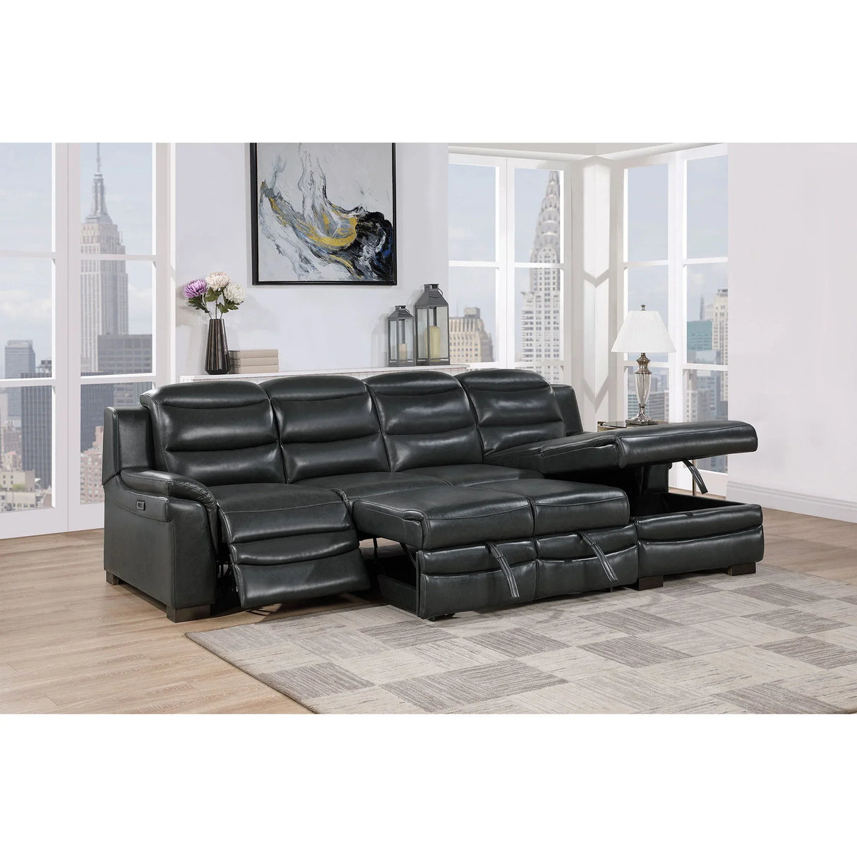 Coco - Blanche Sofa Bed With USB - Dark Gray - Furniture Home Direct