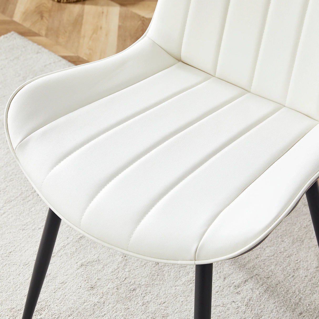 Dining Chairs Four Upholstered Leather Black Legs White - Furniture Home Direct