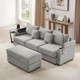 Modern Style Loveseat Sofa Sectional Sofa Couch With Storage Space, A Movable Ottoman, Two USB Ports, Two Cup Holders, A Phone Holder For Living Room - Furniture Home Direct