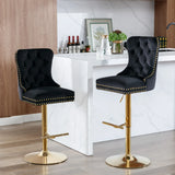 Bar Stools Velvet Upholstered Swivel With Backs Black - Furniture Home Direct