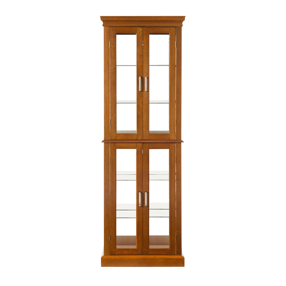 Curio Cabinet Lighted Curio Diapaly Cabinet With Adjustable Shelves And Mirrored Back Panel, Tempered Glass Doors (6 Tier), (E26 Light Bulb Not Included) - Furniture Home Direct