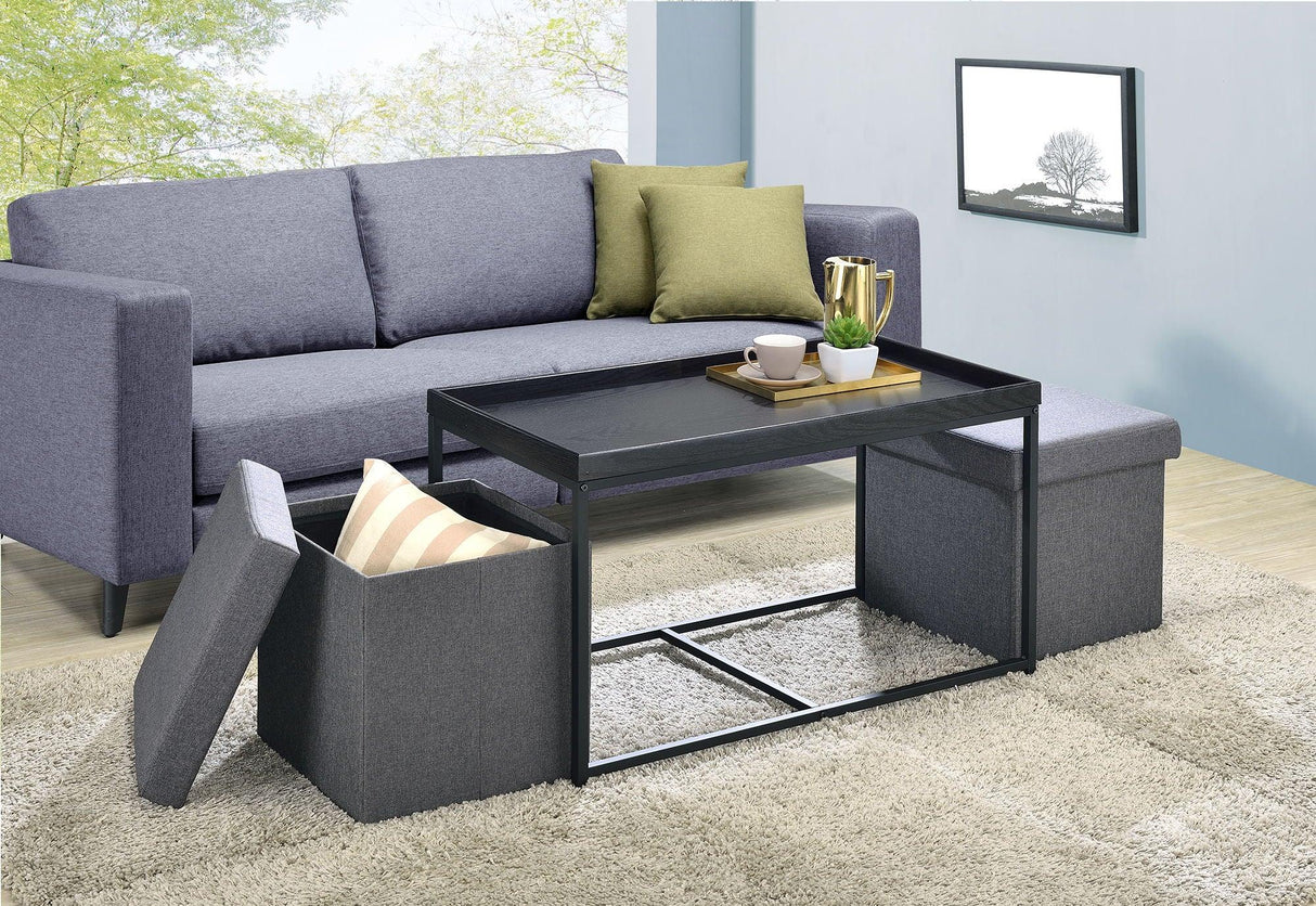 Monty - Wood Grain 3 Piece Coffee Table Set With Raised Edges (Set of 3) - Furniture Home Direct