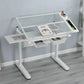 38.18" Hand Crank Adjustable Drafting Table Drawing Desk With 2 Metal Drawers With Stool - Furniture Home Direct