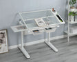 38.18" Hand Crank Adjustable Drafting Table Drawing Desk With 2 Metal Drawers With Stool - Furniture Home Direct
