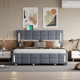 Upholstered Platform Bed With Trundle & Drawers - Furniture Home Direct