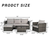 4 Piece Patio Sectional Set With Coffee Table - Gray - Furniture Home Direct