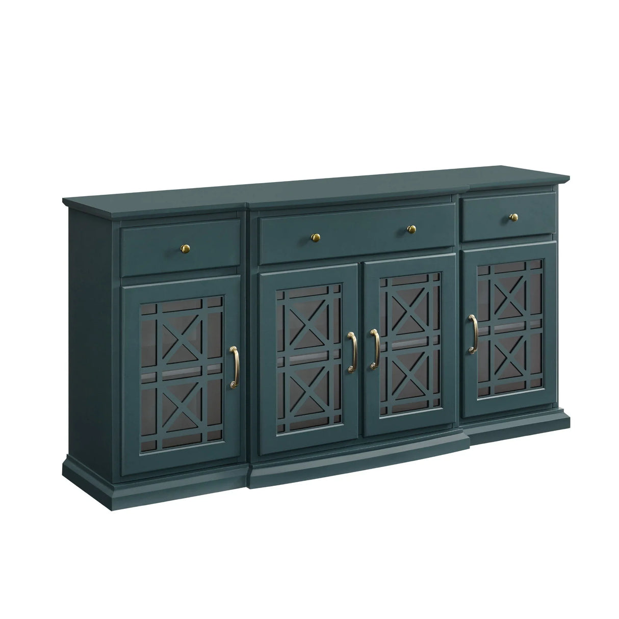 Classic Fretwork Detailed Glass Door Sideboard - Furniture Home Direct