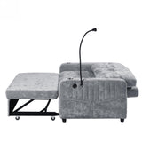 Sleeper Sofa With Adjustable Backrest, Two Cup Holders, Phone Holder, Three Charging Ports And Side Storage Pockets - Gray - Furniture Home Direct