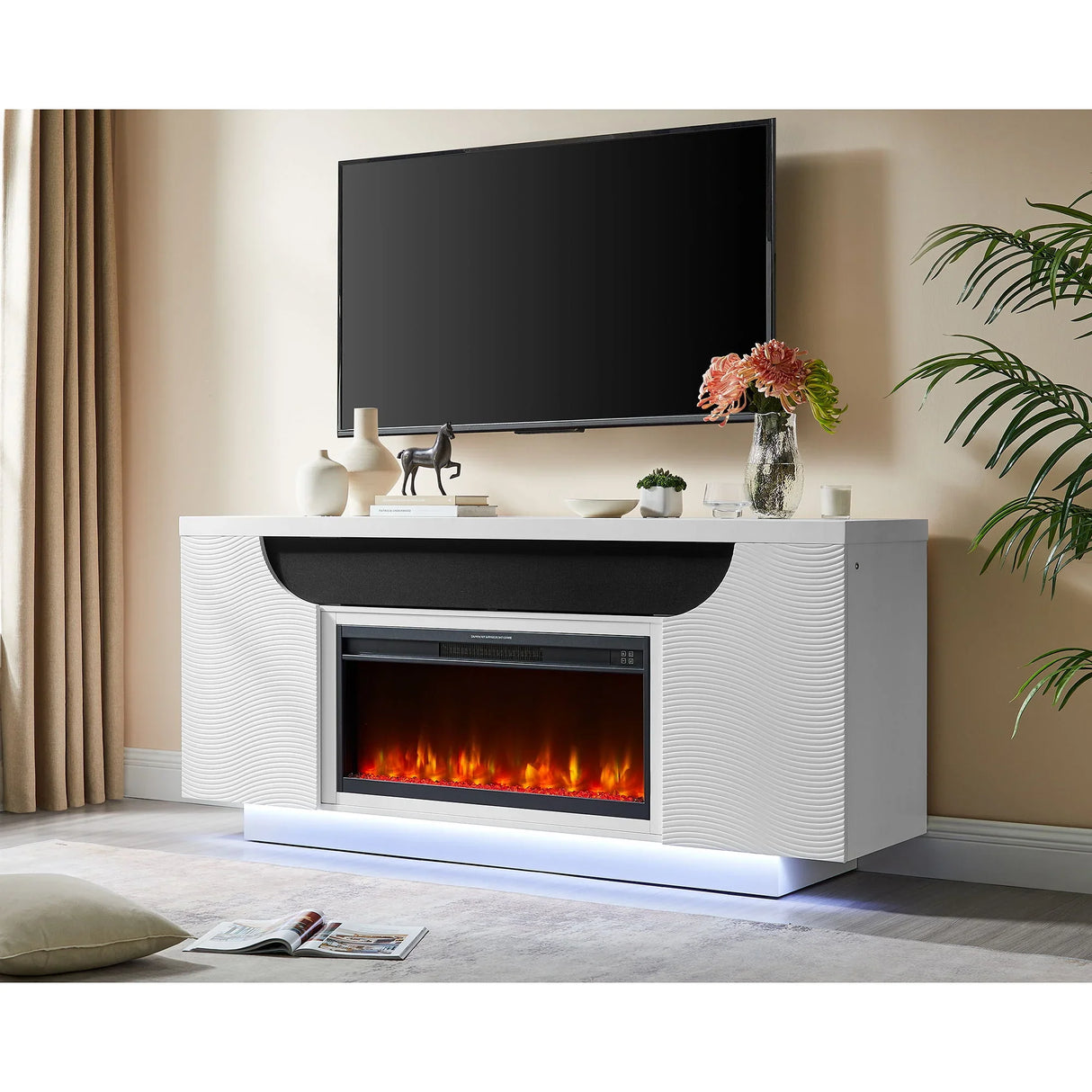 Alessia - Electric Fireplace With Multi Color LED And Flame Settings - Furniture Home Direct