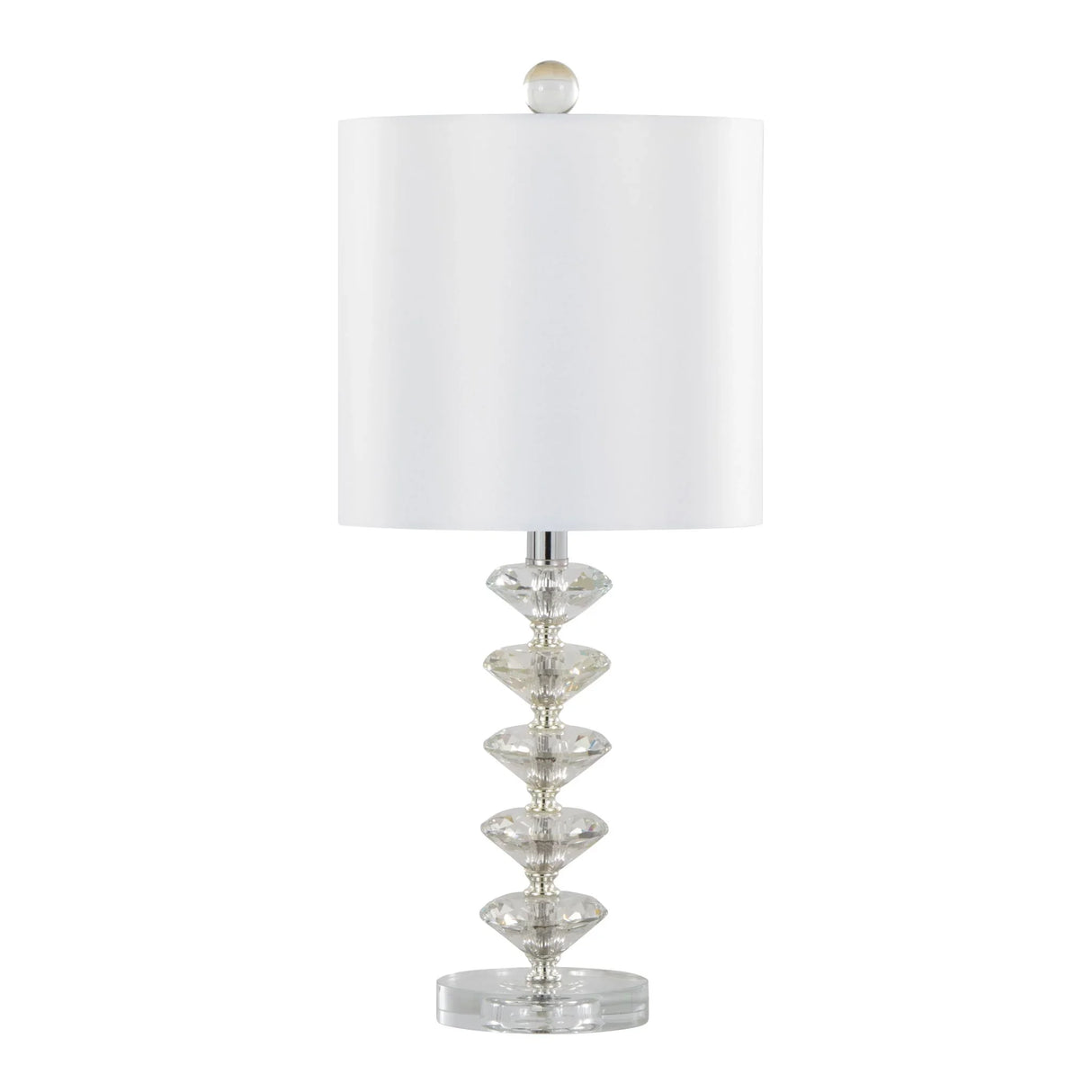 Diamond - Stacked Contemporary Crystal Table Lamp (Set of 2) - Clear / Off White / Chrome - Furniture Home Direct
