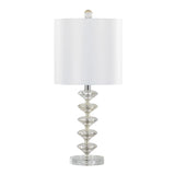 Diamond - Stacked Contemporary Crystal Table Lamp (Set of 2) - Clear / Off White / Chrome - Furniture Home Direct