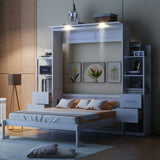 Murphy Wall Bed With Shelves, Drawers And LED Lights - Furniture Home Direct