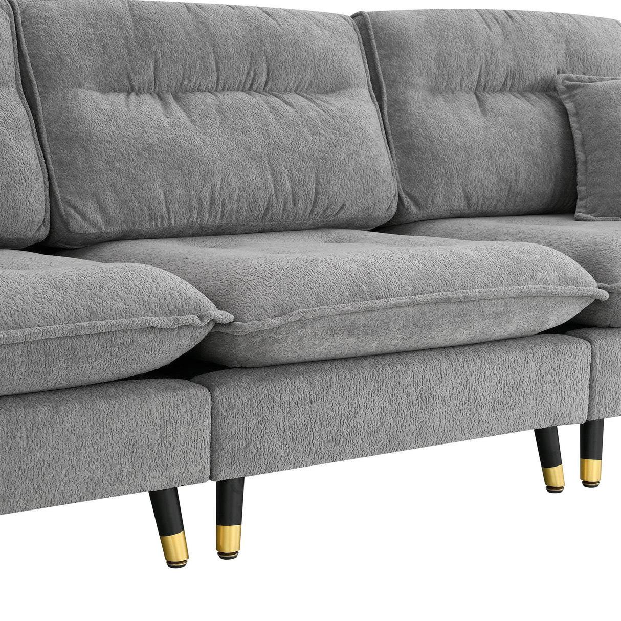 Sectional Sofa Cloud Chenille L Shape With Ottoman Gray - Furniture Home Direct