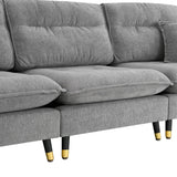 Sectional Sofa Cloud Chenille L Shape With Ottoman Gray - Furniture Home Direct
