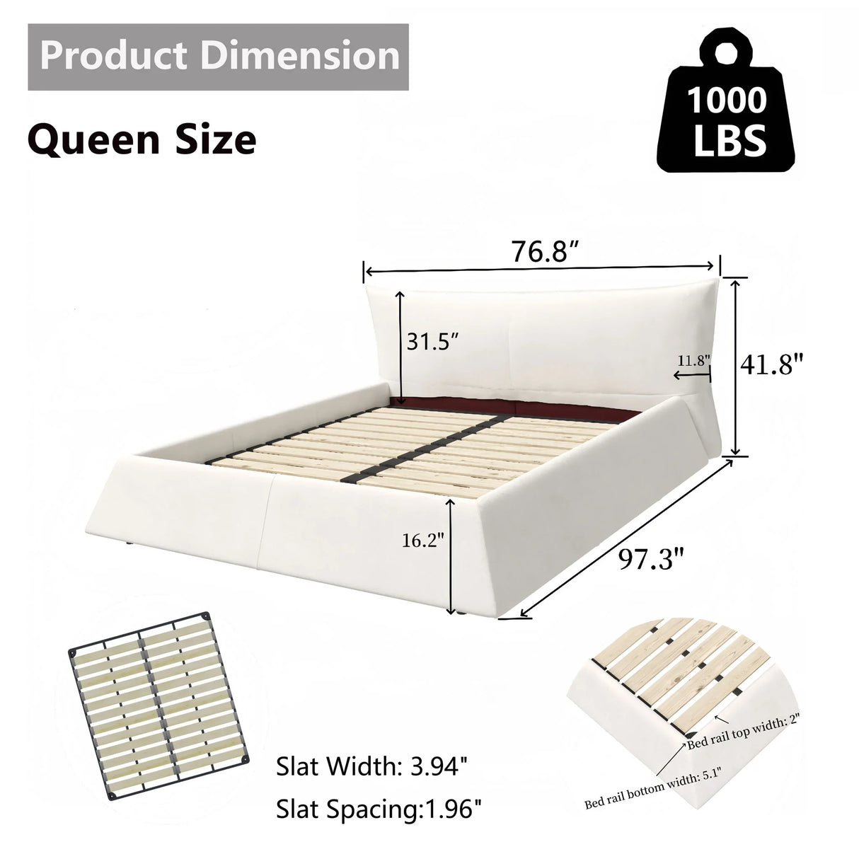 Upholstered Platform Bed With Special Shaped Velvet Headboard - Furniture Home Direct