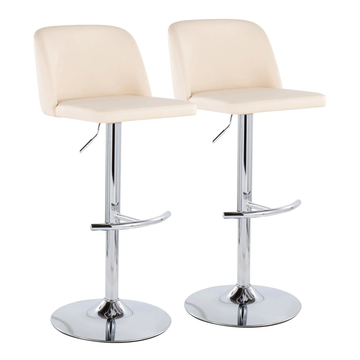Toriano - Contemporary Adjustable Barstool With Swivel & Rounded T Footrest (Set of 2) - Furniture Home Direct
