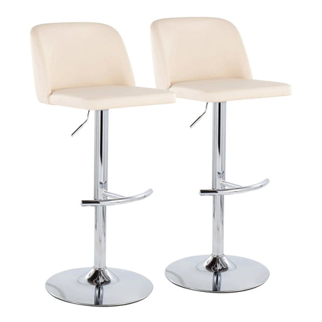 Toriano - Contemporary Adjustable Barstool With Swivel & Rounded T Footrest (Set of 2) - Furniture Home Direct