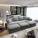 Deep Seat Convertible Sofa With Soft Pillows And Ottomans - Furniture Home Direct