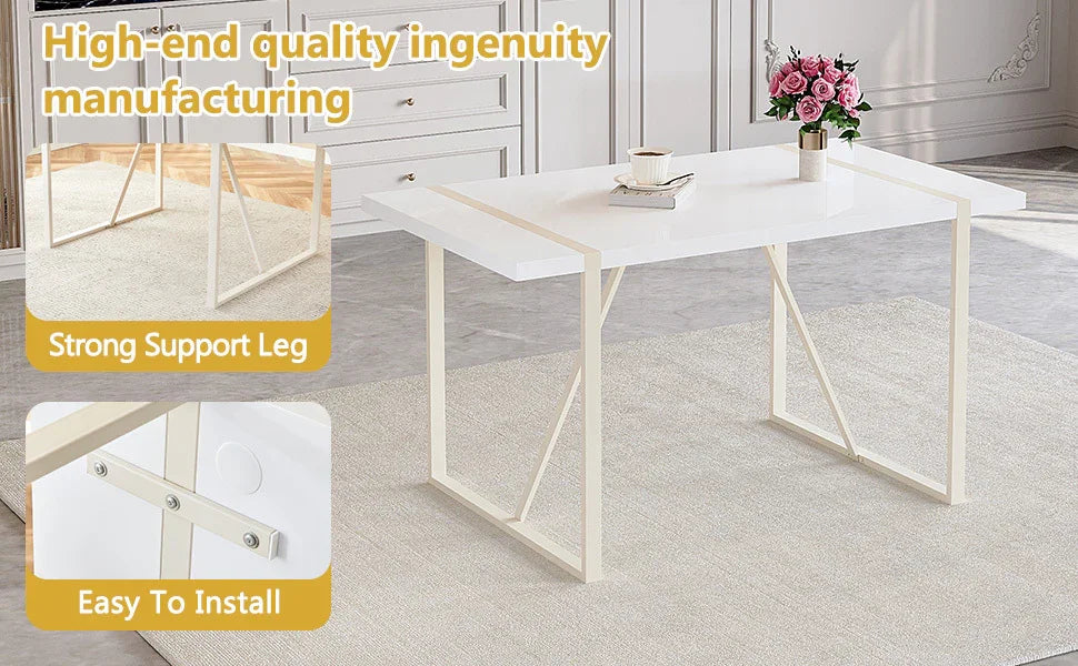 Dining Set with 7 Piece Table and Chairs Modern White - Furniture Home Direct
