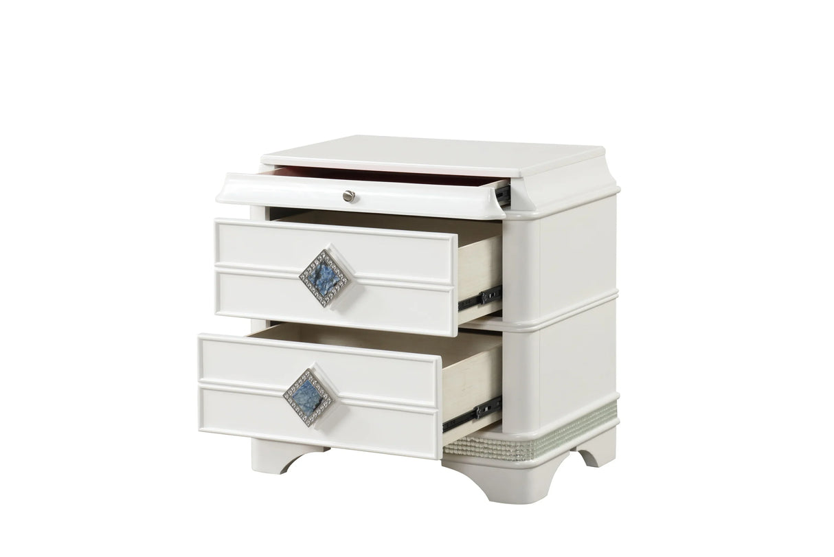 Queen Bedroom Set Modern LED Bed Dresser Nightstand White - Furniture Home Direct