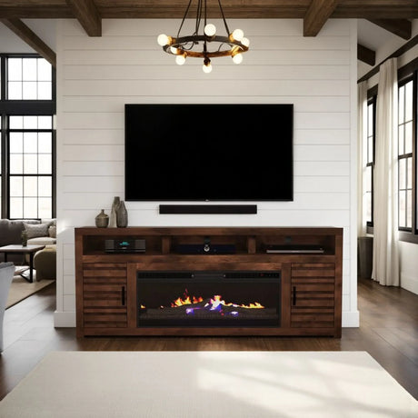 Sausalito - Electric Fireplace TV Stand Console For TVs Up To 95" - Whiskey - Furniture Home Direct