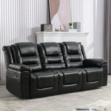 3 Seater Home Theater Recliner Manual Recliner Chair With Two Built-In Cup Holders For Living Room - Furniture Home Direct