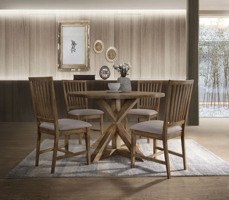 Wallace II - 5 Pieces Dining Room Set - Oak - Furniture Home Direct