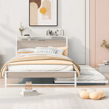 Platform Bed Frame With Trundle, USB Ports And Slat Support, No Box Spring Needed - Furniture Home Direct