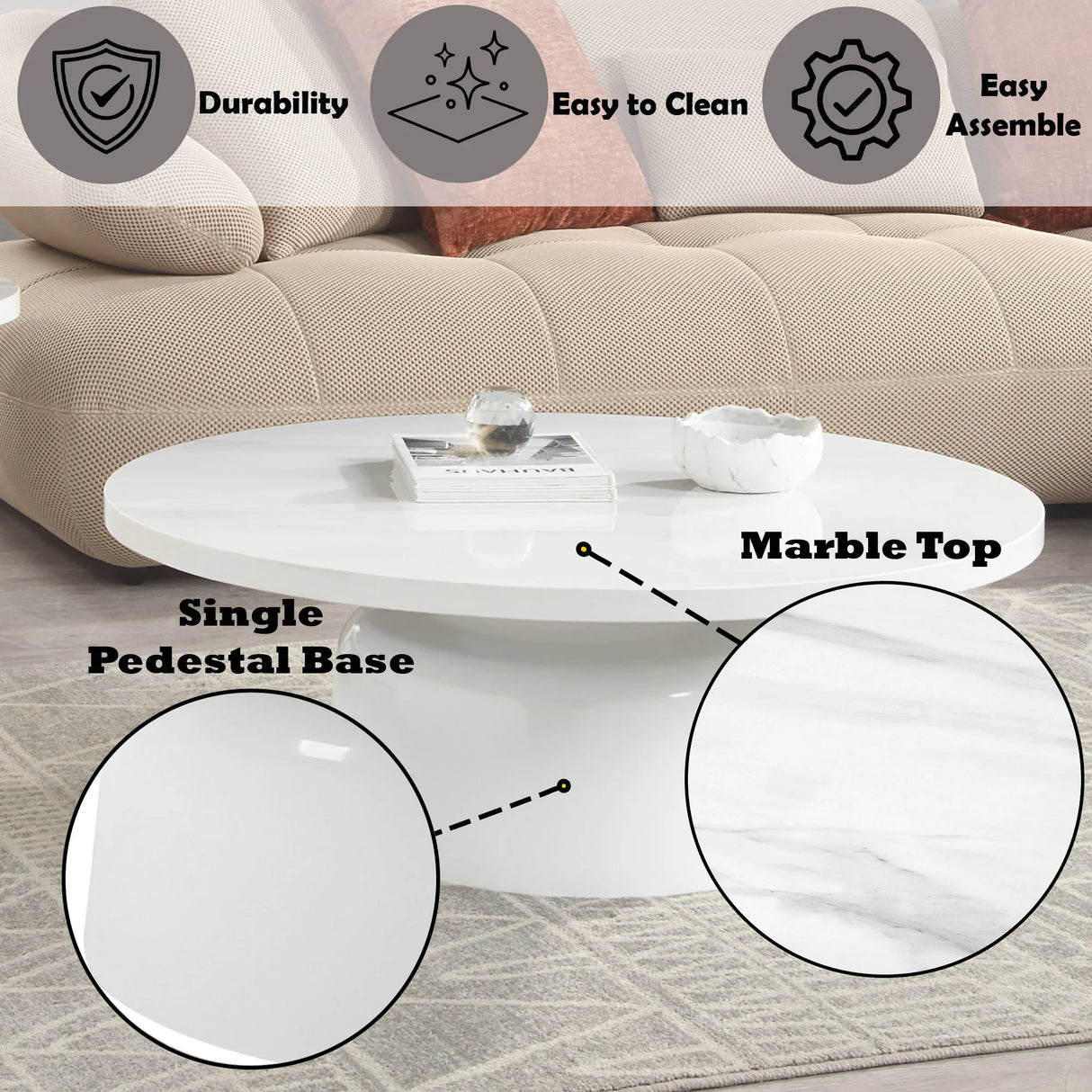 Zaid - Engineering Marble High Gloss Table - Furniture Home Direct