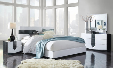 King Bedroom Set Bed Dresser Mirror Chest Nightstand White - Furniture Home Direct