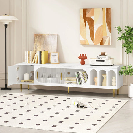 Modern TV Stand With 3 Shelves And 2 Cabinets - Furniture Home Direct