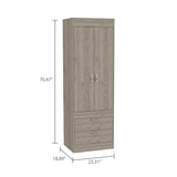Wardrobe With Double Doors And Drawers In Light Gray - Furniture Home Direct